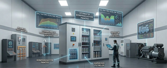 Kompanzasyon sistemi reaktif enerji cosfi